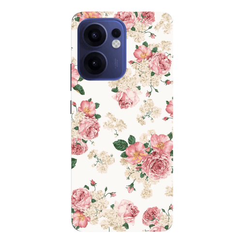 Oppo Reno13 FS Pink Flowers 2 Transparent Silicone TPU Θήκη